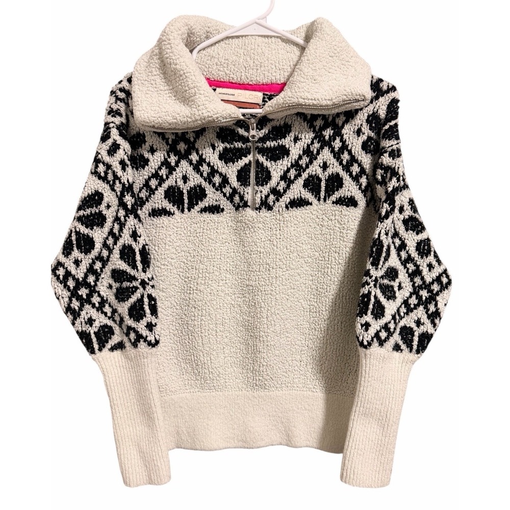 Pilcro Maia Cropped Quarter-Zip Pullover Sweater Women's Size Small